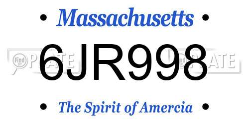6JR998 Massachusetts License Plate