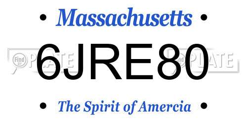6JRE80 Massachusetts License Plate