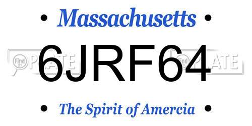 6JRF64 Massachusetts License Plate