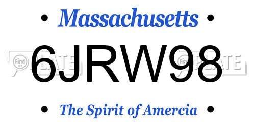 6JRW98 Massachusetts License Plate
