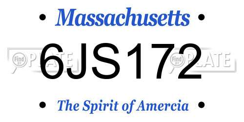 6JS172 Massachusetts License Plate