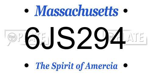 6JS294 Massachusetts License Plate
