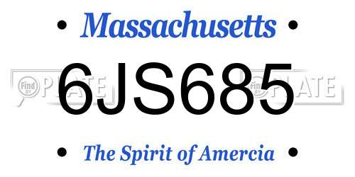 6JS685 Massachusetts License Plate
