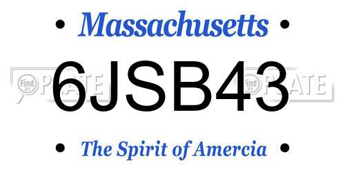6JSB43 Massachusetts License Plate