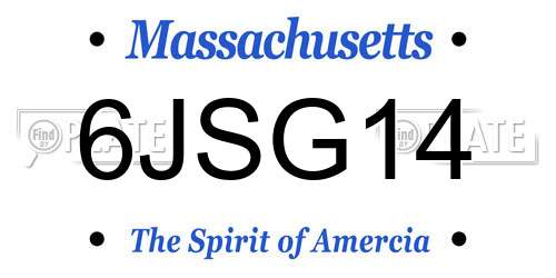 6JSG14 Massachusetts License Plate
