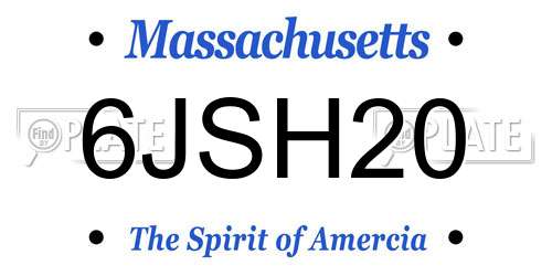 6JSH20 Massachusetts License Plate