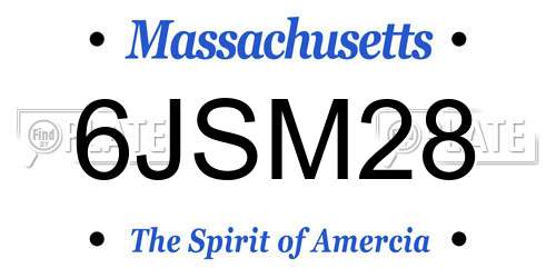 6JSM28 Massachusetts License Plate