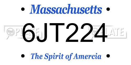 6JT224 Massachusetts License Plate