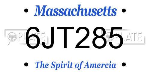 6JT285 Massachusetts License Plate