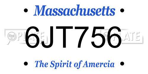 6JT756 Massachusetts License Plate