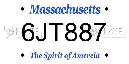 6JT887 Massachusetts License Plate