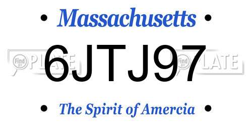 6JTJ97 Massachusetts License Plate