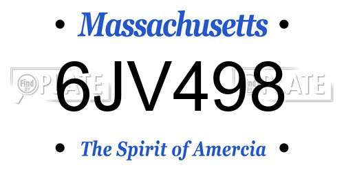 6JV498 Massachusetts License Plate