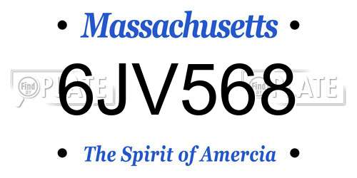 6JV568 Massachusetts License Plate
