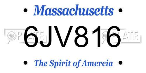 6JV816 Massachusetts License Plate