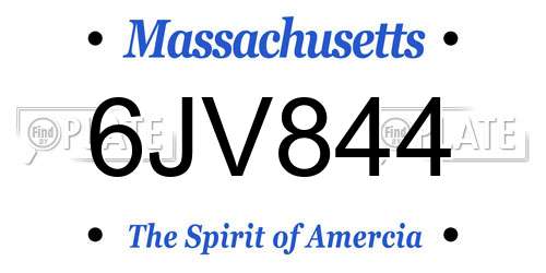 6JV844 Massachusetts License Plate