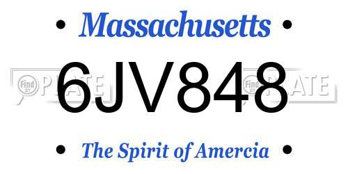 6JV848 Massachusetts License Plate