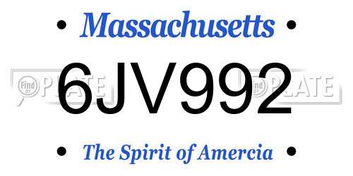 6JV992 Massachusetts License Plate