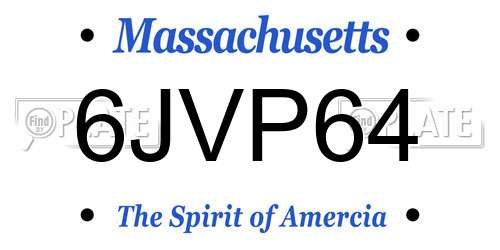 6JVP64 Massachusetts License Plate