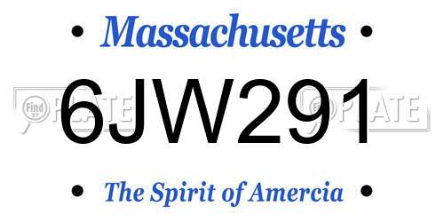 6JW291 Massachusetts License Plate