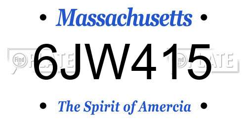 6JW415 Massachusetts License Plate