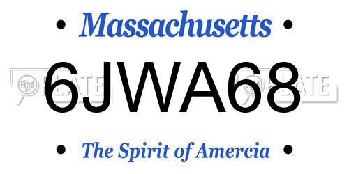 6JWA68 Massachusetts License Plate