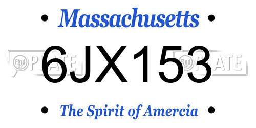 6JX153 Massachusetts License Plate