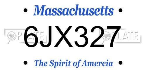6JX327 Massachusetts License Plate