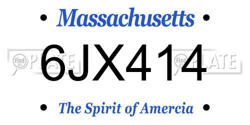 6JX414 Massachusetts License Plate