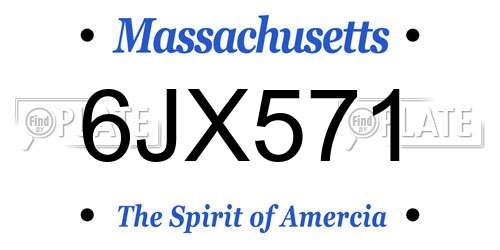6JX571 Massachusetts License Plate