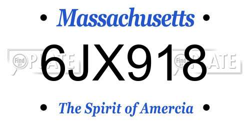 6JX918 Massachusetts License Plate