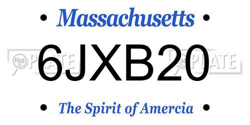 6JXB20 Massachusetts License Plate