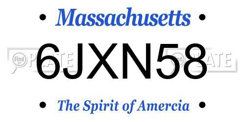 6JXN58 Massachusetts License Plate