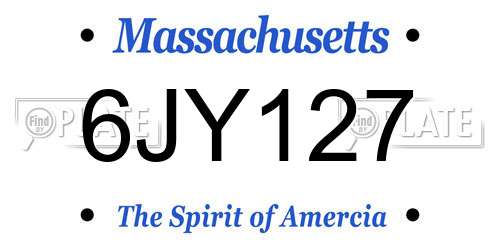6JY127 Massachusetts License Plate