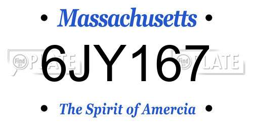 6JY167 Massachusetts License Plate