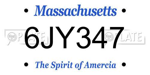 6JY347 Massachusetts License Plate