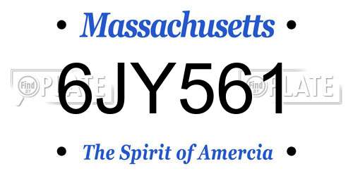 6JY561 Massachusetts License Plate