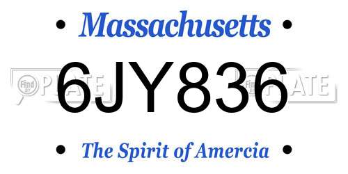 6JY836 Massachusetts License Plate