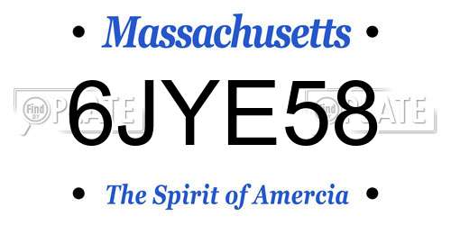 6JYE58 Massachusetts License Plate