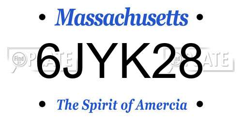 6JYK28 Massachusetts License Plate