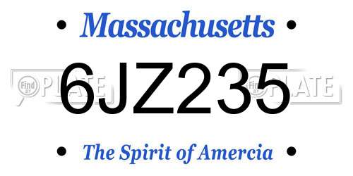 6JZ235 Massachusetts License Plate