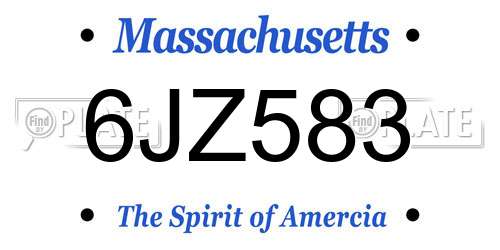 6JZ583 Massachusetts License Plate