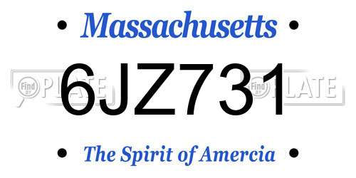 6JZ731 Massachusetts License Plate