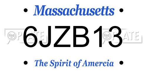 6JZB13 Massachusetts License Plate