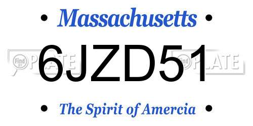 6JZD51 Massachusetts License Plate