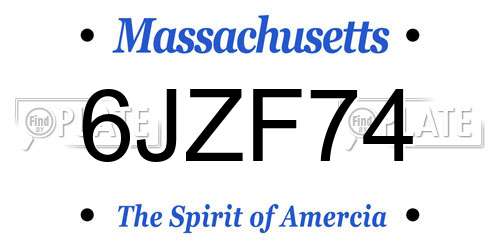 6JZF74 Massachusetts License Plate