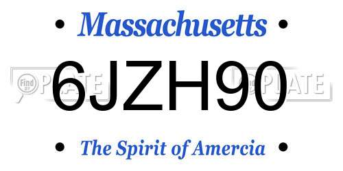 6JZH90 Massachusetts License Plate