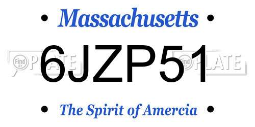 6JZP51 Massachusetts License Plate