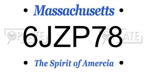 6JZP78 Massachusetts License Plate