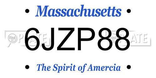 6JZP88 Massachusetts License Plate